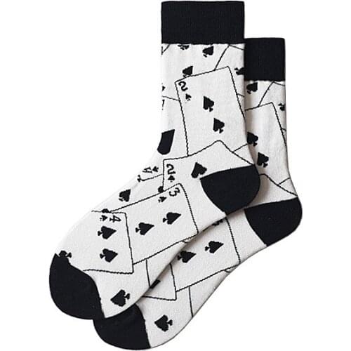 Playing Card Sock Mens Crew Creative Adult Mans Socks Hip Hop Sox High Quality Cotton Autumn Winter Unisex Trendy Calcetines