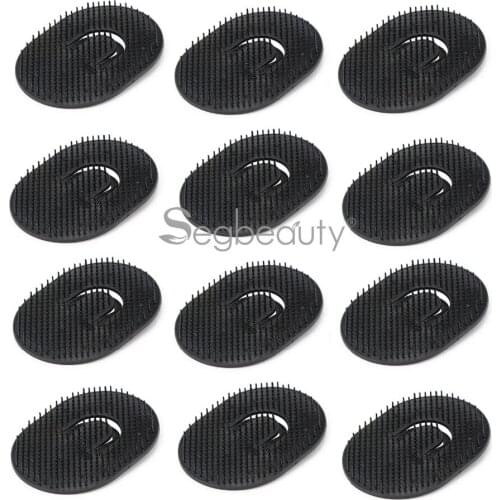 Segbeauty 12pcs Handheld Palm Brush Scalp Shampoo Massage Brush Washing Shower Black Hair Combs Mini Head Meridian Massage Comb