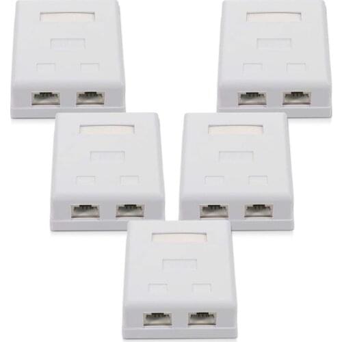 RJ45 Network Socket - Shielded Surface Mounted Double Wall Socket with CAT6A Ethernet LAN Cable Port for Network Cable