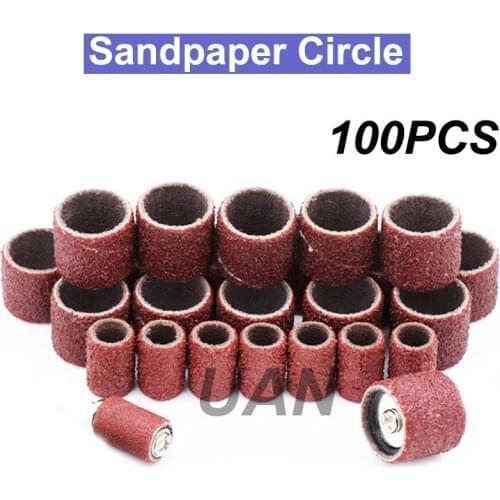 URANN 100PCS Grit 80 150 180 240 320 600 Sanding Sandpaper Circle Nail Art Sanding Bands File Dremel Accessories Rotary Tool