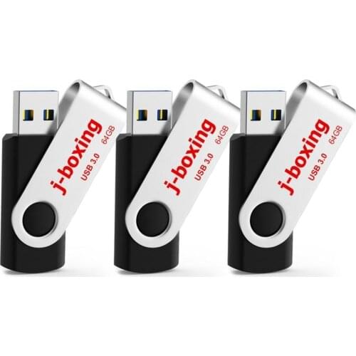 USB 3.0 64GB Metal Flash Drive Up to 80MB/s Fast Transfer Speed Thumb Drive, 3PCS/Pack 64GB USB3.0 Jump Drive Memory Stick Black