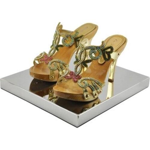 Top-grade Simple Shoes Rack Stainless Steel Plate Shoes Display Stand Shelf Shoes Booth Bag Perfume Jewelry Exhibition Brick