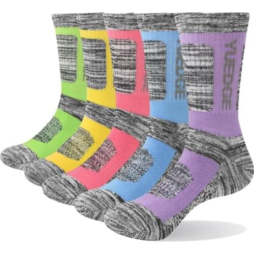 YUEDGE Women 5 Pairs Winter Warm Cute Colorful Cotton Cushion Breathable Comfortable Casual Crew Socks