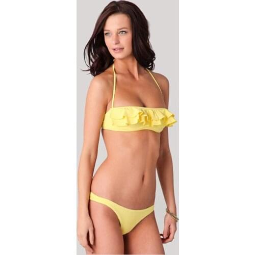 Hot Flounced Bandeau Top Removable Neck Halter Push Up Wholesale Bikini 2020 M.L.XL