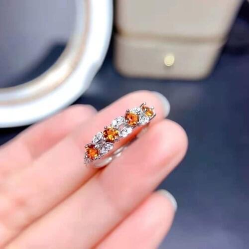 Natural Diopside/Citrine/Amethyst S925 Sterling Silver Various Stones Ring Fine Fashion Weddings Jewelry For Women MeiBaPJFS