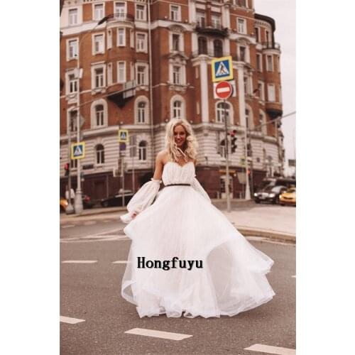 Vestidos de novia Elegant Princess Wedding Dress 2021 Tulle Long Puffy Sleeve A-Line Bridal Gowns Custom Made Свадебное платье