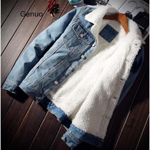 Winter Mens Denim Jackets Fashion Men Fleece Thick Warm Jeans Jacket Men Casual Slim Outwear Windbreaker Cowboy Coats