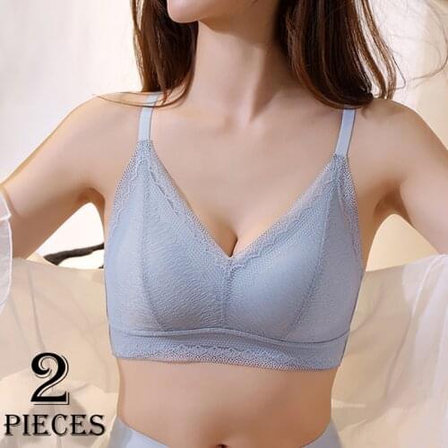 2pcs/set Sexy Lace Bra Back Buckle Without Steel Ring Adjustable Strap Vest Style Thai Latex Underwear For Women