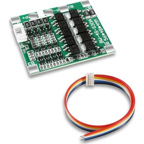 4S 30A 14.8V 18650 Lithium Battery BMS Protection Board Integrated Circuits with Balance Equalization 4S 30A Protect with Cable