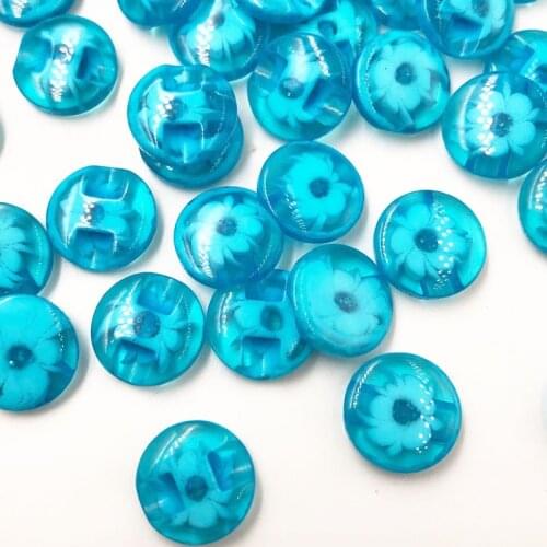 50pc 14mm Dark Blue color flower Plastic Buttons sewing/appliques/craft PT11