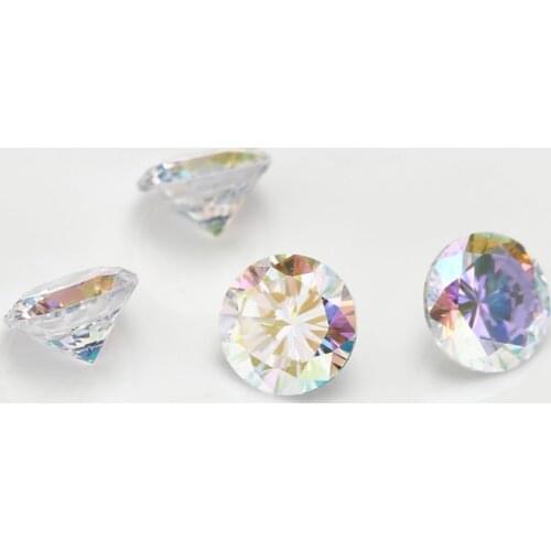 500pcs 3.0mm Plating AB Color Multicolor Cubic Zirconia Stone Round Cut Loose CZ Stone Synthetic Gems