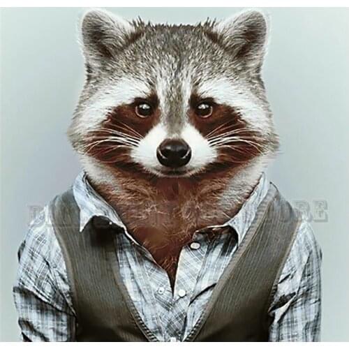 5D DIY diamond painting MR raccoon Full Drill Diamond Embroidery Cross Stitch Mosaic Craft Kit Home Decor For Christmas Gift