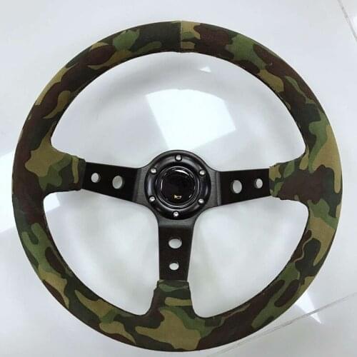 2019 new matte leather steering wheel / car 14 inch steering wheel / racing universal steering wheel camouflage