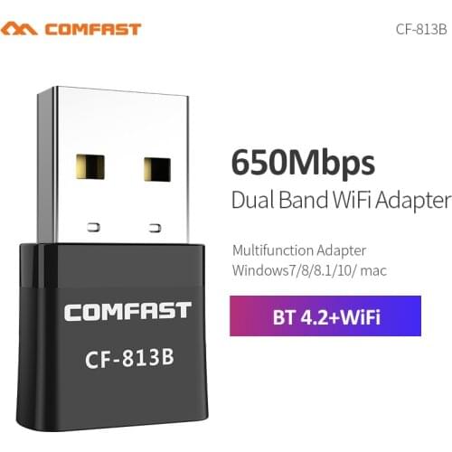 650Mbps Dual Band 2.4G&5.8G Wireless WiFi Adapter Bluetooth 4.2 Wifi Dongle for Stable PC BT Mouse Keyboard Speaker Connection