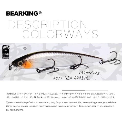 BEARKING 2019 Hot fishing lures, assorted colors, minnow crank 130mm 22g,Tungsten weight system wobbler model crank bait