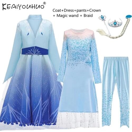 2020 New Princess Dresses For Girls Carnival Costume Kids Dresses Children Christmas Cosplay Wedding Party Dresses 4 6 10 12 Y