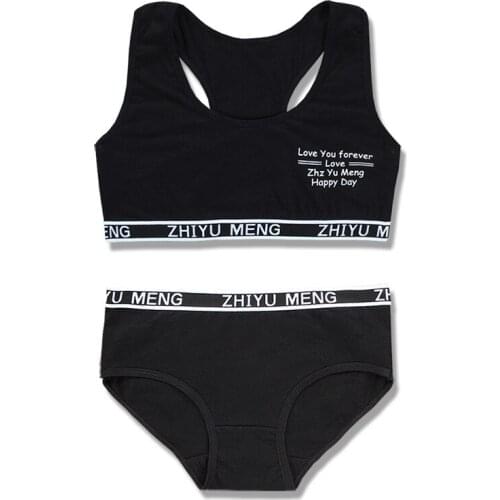 Girls Bra and Panty Sets 12 Teen Top Tube Underwear Cotton Teenage Girls Cotton Training Bra + Panties 14 Kids Sports Bra Brief