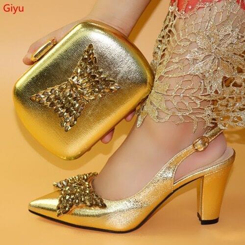 Doershow fashion hot Shoes And Bag Set New 2019 Women Shoes And Bag Set In Italy Italian Shoes with Matching Bags Set!HLO1-25