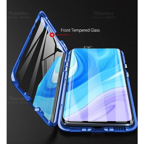 360°C Double Side tempered glass magnetic metal case on for huawei y9s Case Shockproof Hard Bumper on huawey y9 s y 9s s9 Case