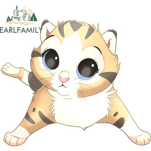 EARLFAMILY 13cm x 11cm for Little Kitten Cute Bumper Car Sticker Waterproof Windshield Decal Motorcycle Cartoon Vinyl Car Wrap