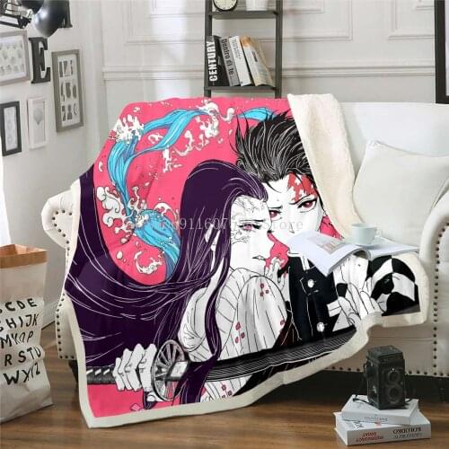 Demon Slayer Fleece Blanket 3D Printed Wearable Blanket Adults/kids Blanket Custom Throw Plush Sherpa Blanket Thin Quilt Sofa