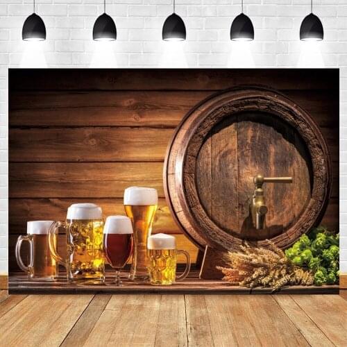 Oktoberfest Background Beer Bread Wood Board Wheat Wine Jar Photography Backdrop Vinyl Photographic Photo Studio Carnival Decor