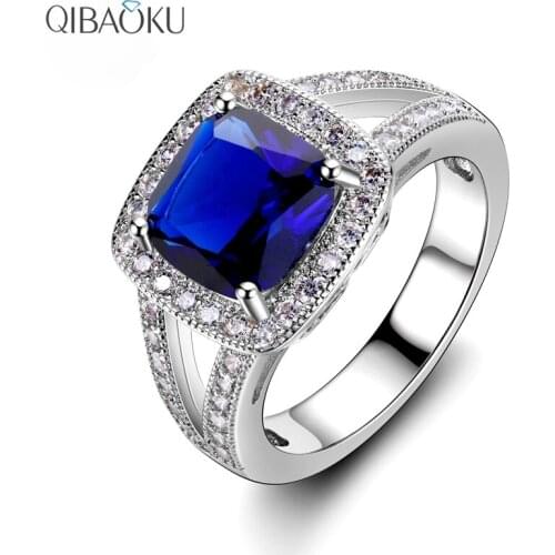 Classsic Wedding Rings Square Gemstone Topaz 925 Silver Ring For Women Bridal Jewelry Accessories Engagement Party Gift