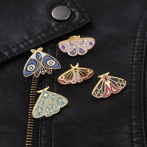 Creative Butterfly Moth Enamel Pins Cute Lapel Badges For Clothes Jewelry Collar Brooches Gifts Accessories For Kids Friends Bag