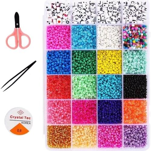 1Box Round Glass Seed Beads Charms Small Beads Craft for DIY Bracelets Necklace Jewelry Making Earring Finding Crafting Bangles