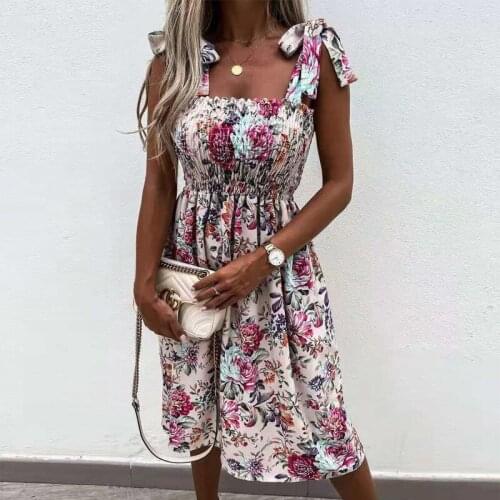 Summer Lace Bowknot Sexy Sling Women Dress Casual Fashion Sleeveless Floral Polka Dot Party Beach Short Skirt -40