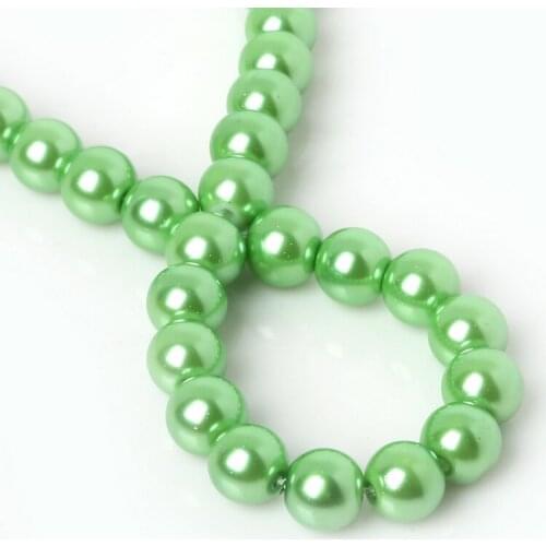 Hot 4mm 6mm 8mm 10mm Green Color Round Ball Loose Glass Pearl Spacer Beads For Fashion Necklace Bracelet Jewelry DIY