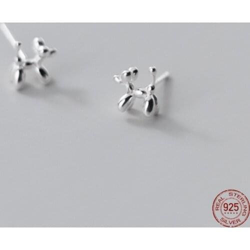 LKO New Arrive Cute Puppy/Dog 925 Sterling Silver Small Animal Stud Earrings for Women Girls Minimalist Fine Jewelry Ornaments