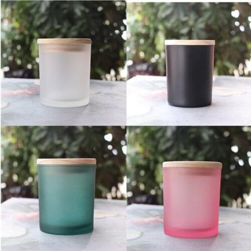 Matte Frosted Glass Jar Handmade DIY Aromatherapy Sented Candle Empty Glass Container Candle Jar Essential Oil Bottle with Lid
