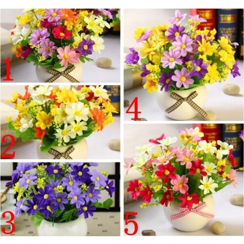 Mini new design elegant beautiful artificial potted flower simulation silk wedding decoration 4092