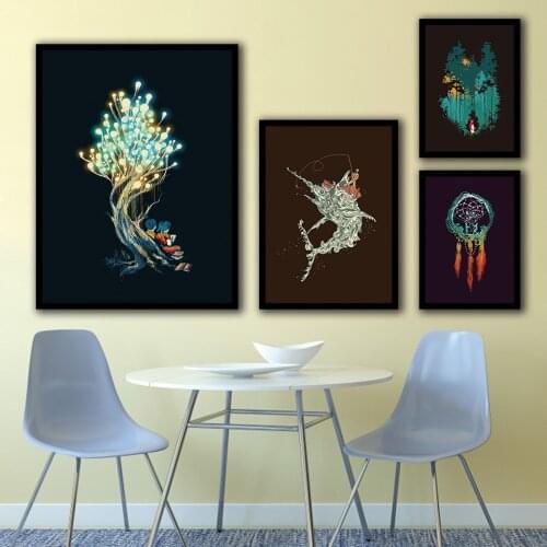 Wall Art Print Canvas Home Decoration Painting Abstract Glowing Tree Tuna Pictures Nordic Style Modular Poster For Living Room