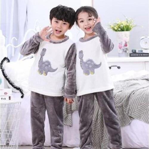 New Winter Children Pajamas Thicken Warm Flannel Sleepwear Girls Loungewear Coral Fleece Kids Pijamas Home Pyjama Nightwear