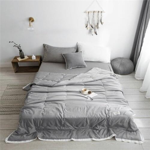 Simple style Pure Color Summer Quilt Bedspread Blanket gray Comforter soft Bed Cover Twin full Queen Quilting solid bedclothes