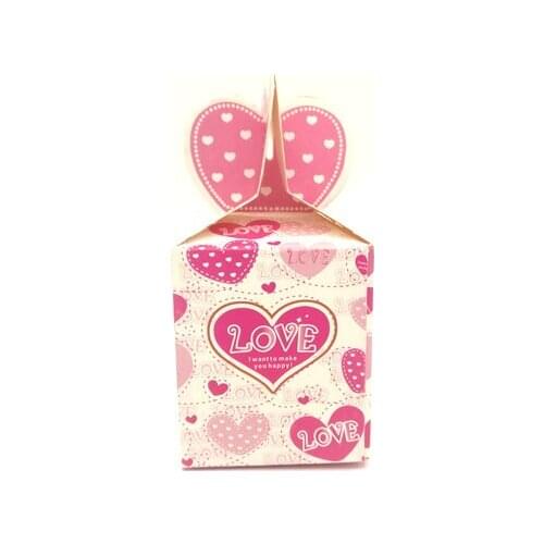 Wholesale - 50pcs Pink Heart Love Wedding Paper Gift Jewelry Candy Box Event Party Favor box