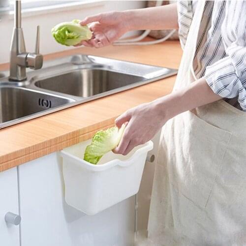 Plastic Basket Hanging Trash Can Waste Bin Garbage Can Storage Box Trash Storage Desktop Kitchen Holder Cabinet Door #A