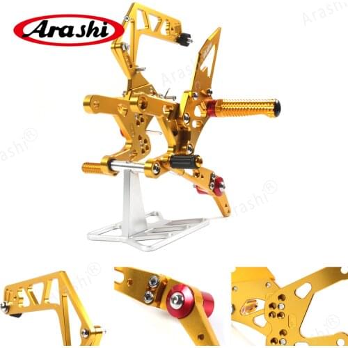 Arashi 1 Set For YAMAHA YZF R1 2015 - 2018 CNC Adjustable Footrest Foot Pegs Rider Rear Sets Rearset R1M R1S RN32 2016 2017 Gold