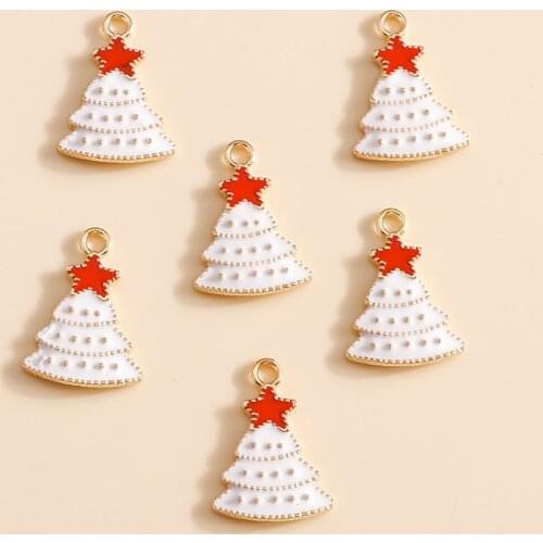 10pcs 14*20mm Enamel White Bell Charms for Bracelets Pendants Necklaces Red Star Charms Handmade DIY Jewelry Making Accessories