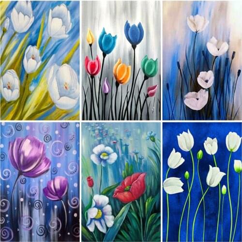 Full Square 5D Diamond Painting Embroidery Flowers Diamond Mosaic Art Painting Tulip Cross Stitch Kits Home Decor Handicraft Kit
