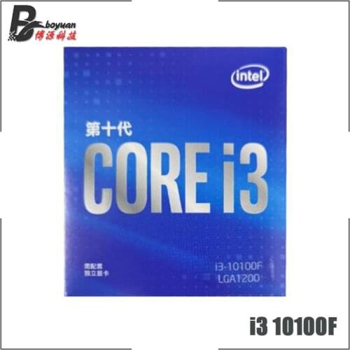 Intel Core i3-10100F i3 10100F 3.6 GHz 4-core 8-thread CPU processor L2 = 1M L3 = 6m 65W LGA 1200 new and come with the cooler