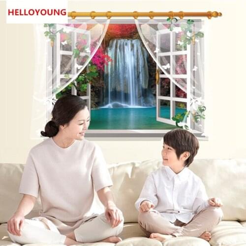 QT-0011 Listing Bedroom Living Room 3D Fake Window Screens Scenery Removable Waterproof Wall Sticker Home Decor Wallpapers