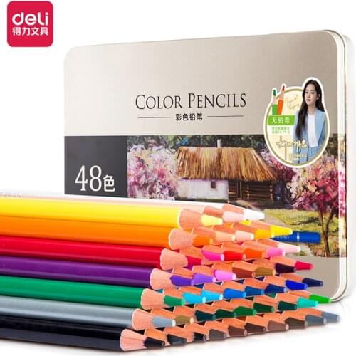 Deli 48/72 Oily Colored Pencils Coloring Pen Color Lead Oily Children Beginners Water-soluble Hand-Painted Pen Art Supplies