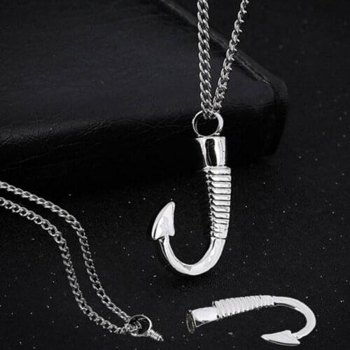 Fishhook Urn Necklace for Ashes - Cremation Jewelry Keepsake Memorial Pendants Fashion Brand New