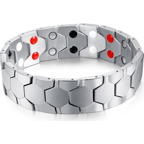 Silver 18mm 8.26'' Men Women Gifts Magnet Bracelets Link Chain Stainless Steel Health Magnetotherapy Fashion Friend Gifts Gold