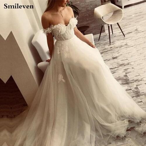 Smileven Lace Princess Wedding Dress A Line Off The Shoulder Lace Bride Dresses 2020 Robe De Mariee
