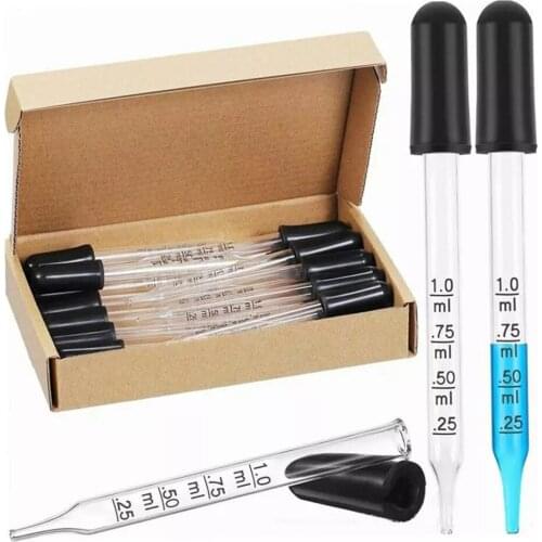 Glass Liquid Droppers 1ml Essential Oil Dropper Pipette Calibrated Glass Stain Dropper for Essential Oil Makeup Art Liquid Plant