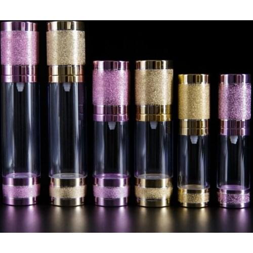 10pcs/lot 15ml 30ml 50ml Gold Pink Glitter Diamond Airless Vacuum Bottles Luxury Emulsion Lotion Fragrance Perfume Spray Bottle